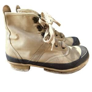 Hodgman Lakestream Wading Outdoor Boots Lace Up Leather Canvas Tan 9 19205